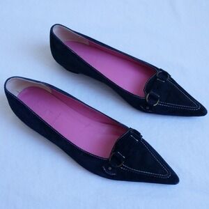 vintage 90s J. Crew deep navy suede pointy tor flats‎
